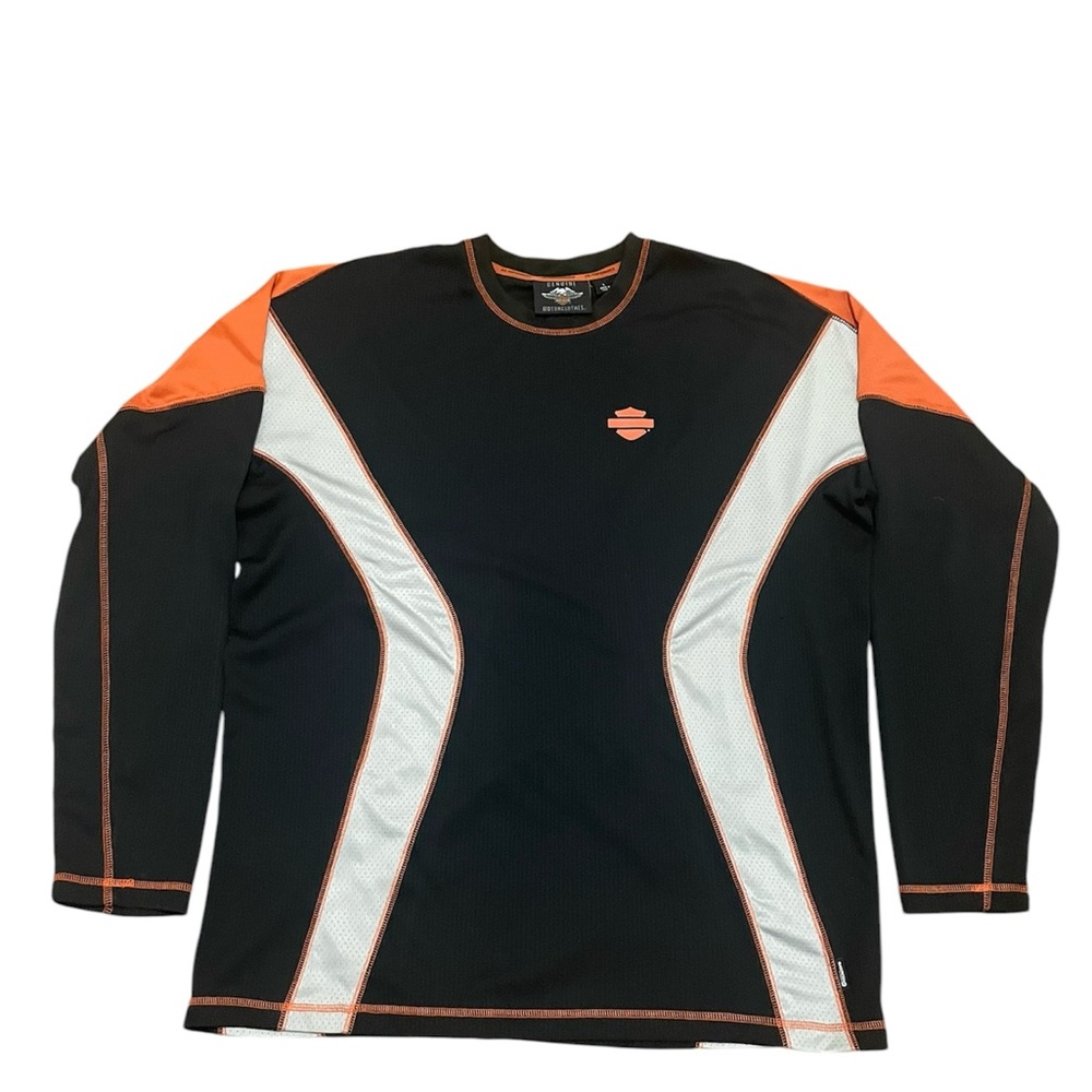 Harley-Davidson Black Silver & Orange Long Sleeve Performance Shirt Large